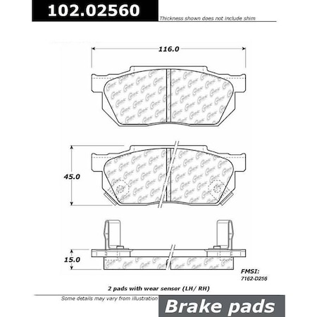 Centric Parts METALLIC BRAKE PAD W/SHIMS 102.0256